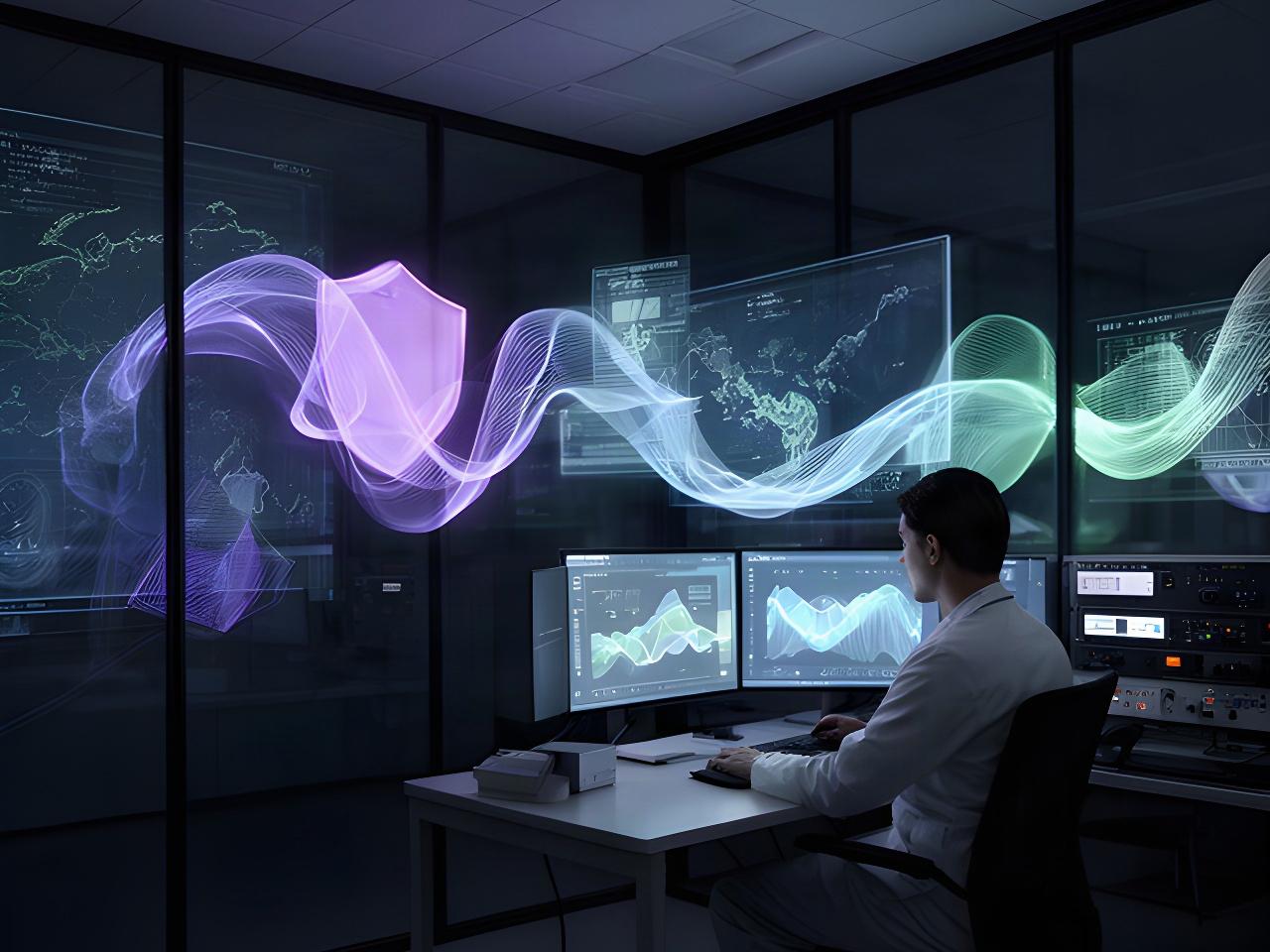 Schermata di analisi ambientale protetta da interfaccia di sicurezza in un centro di ricerca